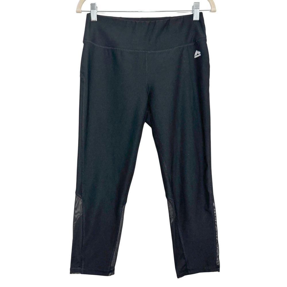 RBX Live Life Active Womens Black Capri Leggings Mesh Trim X-Dri Medium CR6156